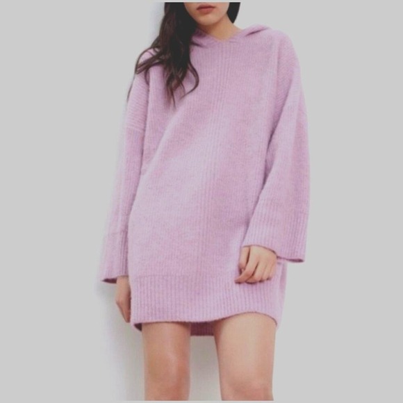 Zara Oversized Hooded Sweater  S Lavender Purple‎ Wool Alpaca Wide Sleeve - Picture 12 of 12